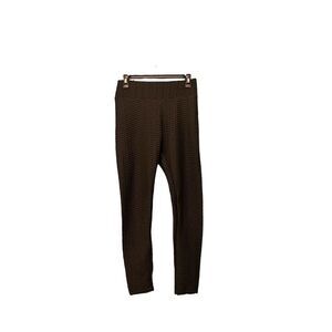 Women's Black Textured Leggings Size Large Elastic Waistband